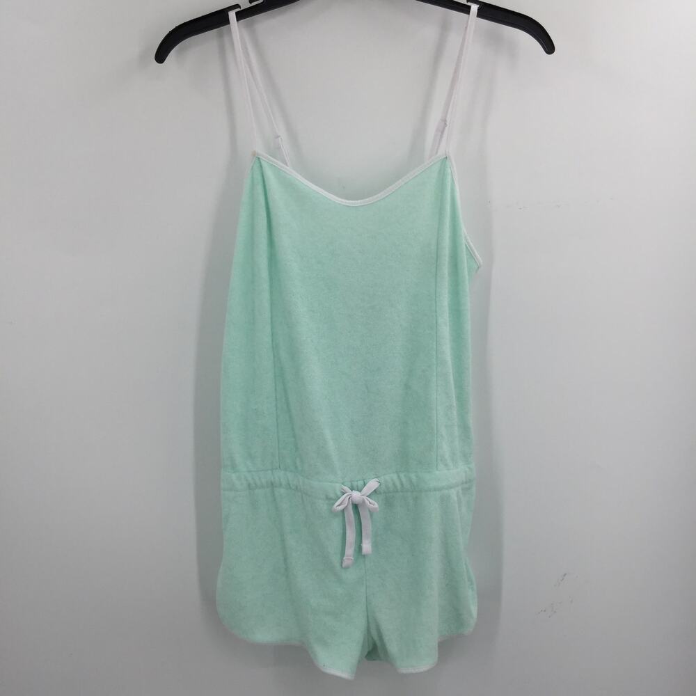 OP. Romper Adjustable Straps Bow Front Sleeveless Square Neck Green Size Small